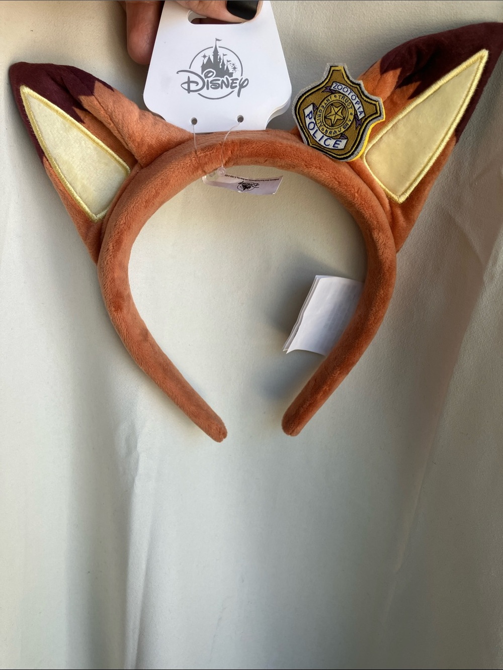 Disney Brown and Cream Fox Ear Headband with Zootopia Police Badge